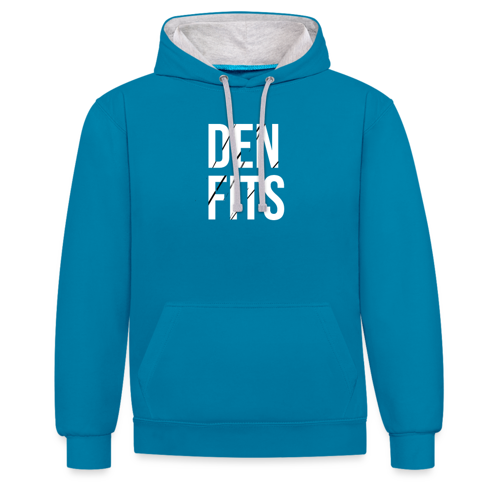 Denfits - Contrast Colour Hoodie - påfågelsblå/gråmelerad